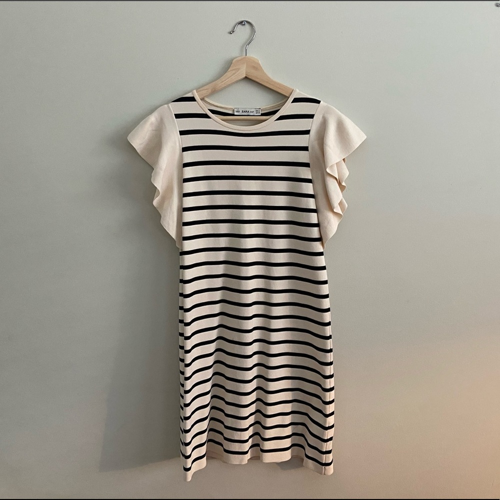 Zara Striped Ruffle Sleeve Dress
